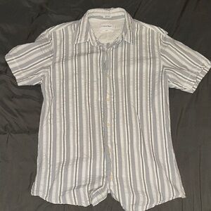 Calvin Klein Men's White and Gray Striped Shirt
